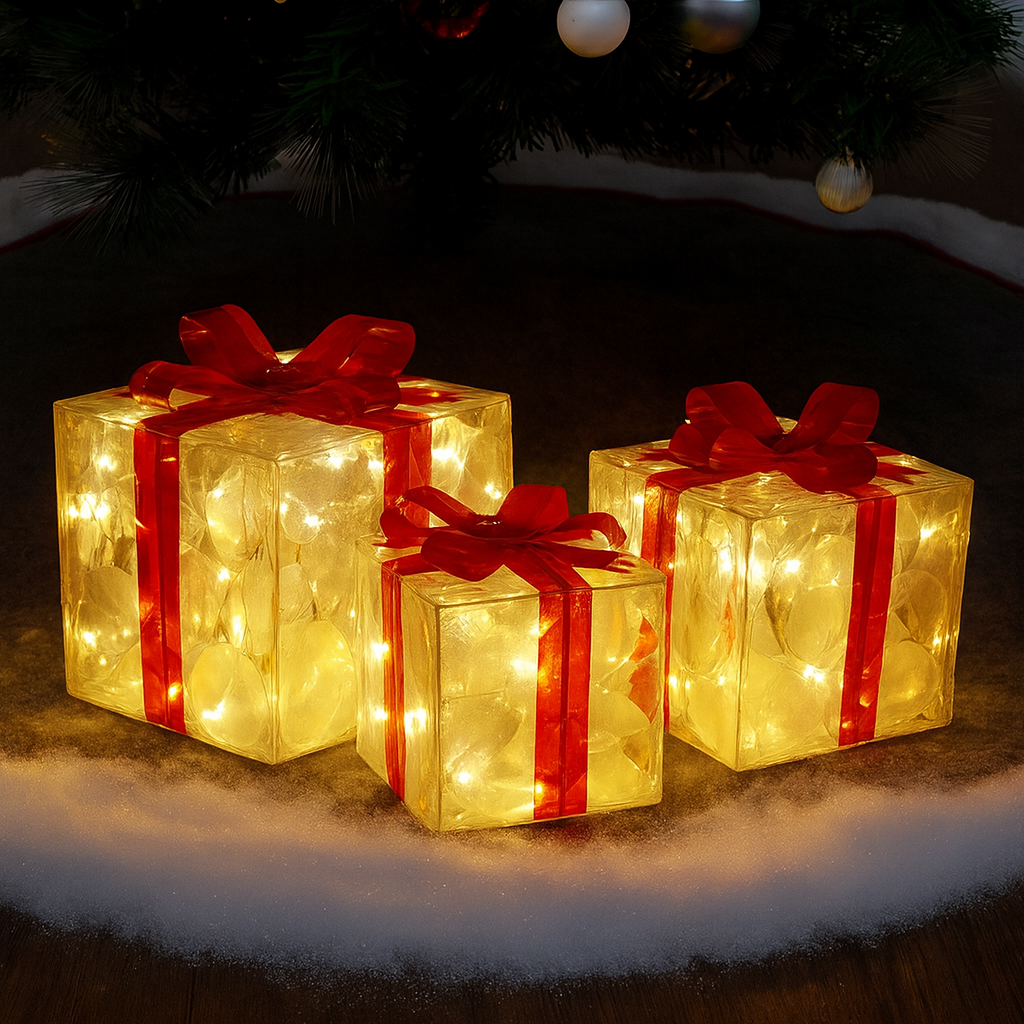 Lot de 3 Cadeaux illuminé à Leds